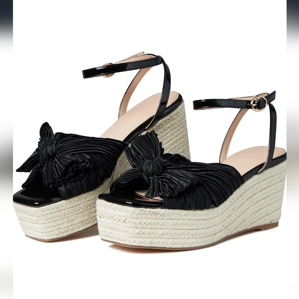 - Mattiventon Women's Espadrille Platform Wedge Sandals Pleated Bow Ankle …